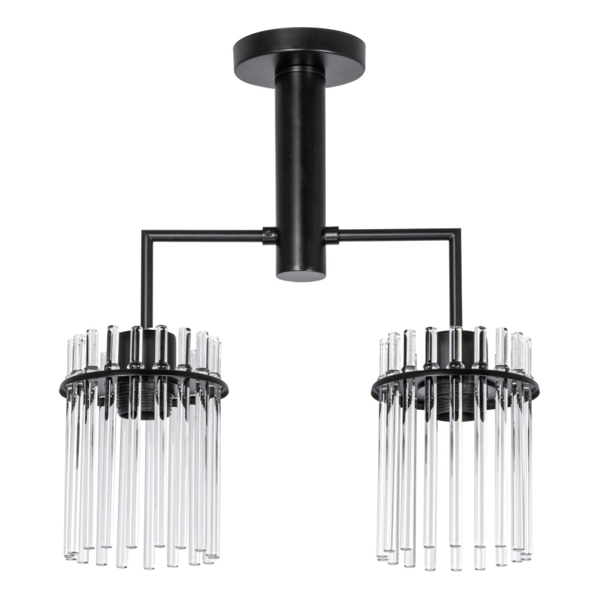 Lestenec na drogu 2xE27/60W/230V črna/prozorna