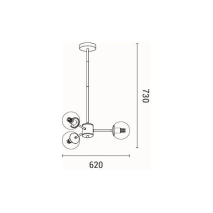 Lestenec na drogu 3xE27/40W/230V medenina