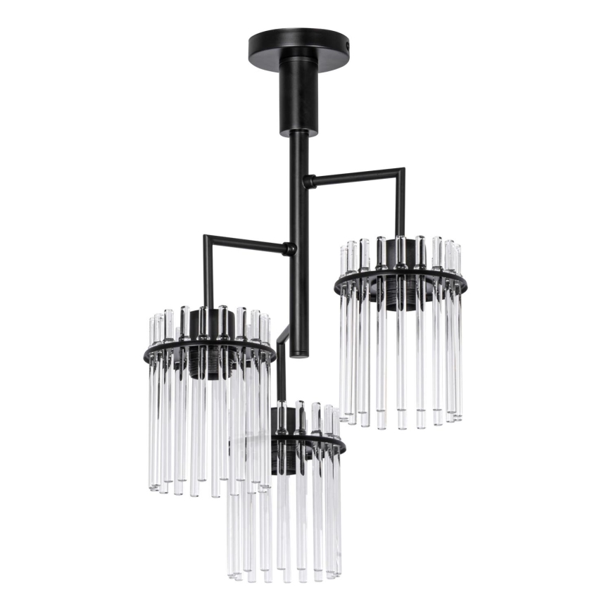 Lestenec na drogu 3xE27/60W/230V črna/prozorna