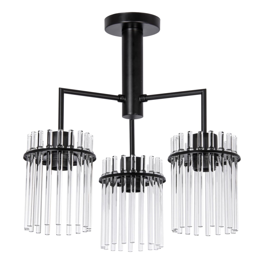 Lestenec na drogu 3xE27/60W/230V črna/prozorna