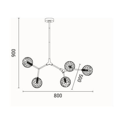Lestenec na drogu 5xG9/15W/230V siva