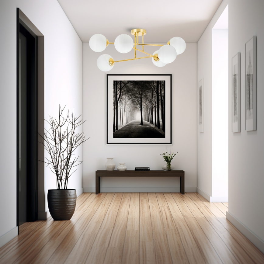 Lestenec na drogu 6xE27/35W/230V pr. 80 cm zlata