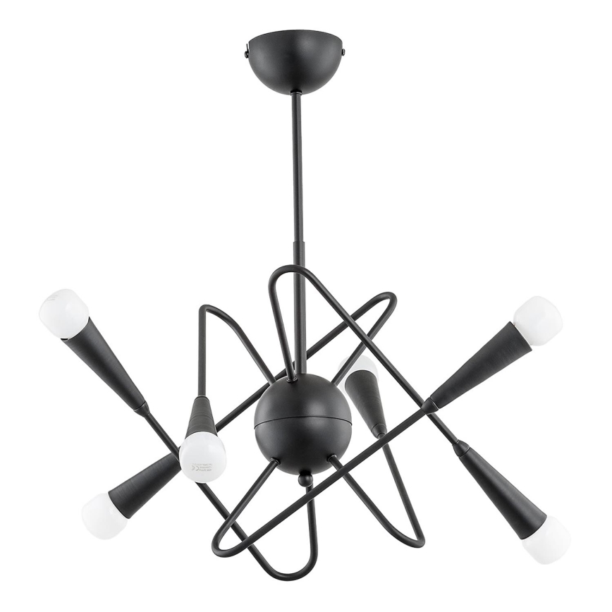 Lestenec na drogu APPER 6xE14/10W/230V črna