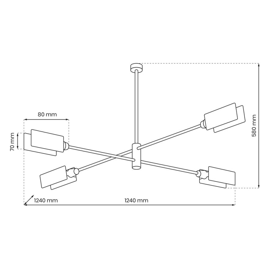 Lestenec na drogu ASTRA 4xE27/60W/230V črn