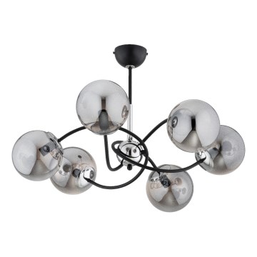 Lestenec na drogu AURORA 6xE14/10W/230V črna/sijajni krom