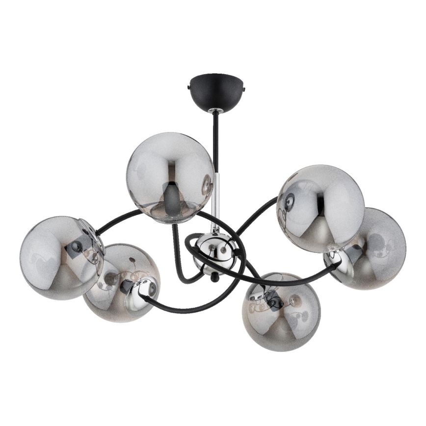 Lestenec na drogu AURORA 6xE14/10W/230V črna/sijajni krom