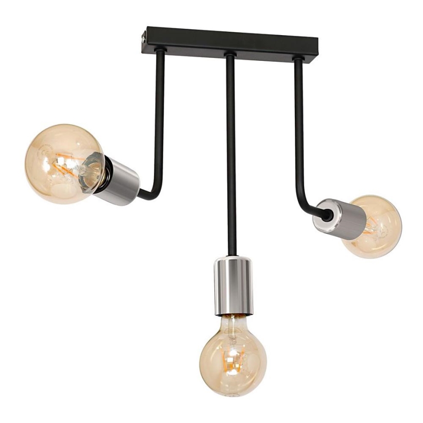 Lestenec na drogu CANDELA 3xE27/15W/230V črna/sijajni krom