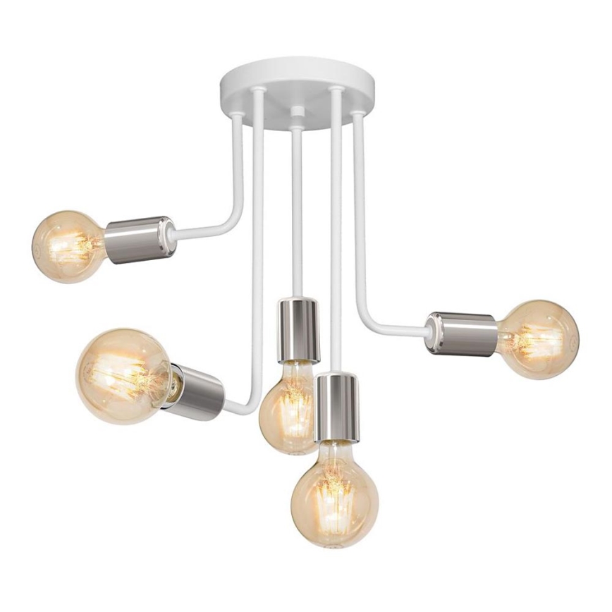 Lestenec na drogu CANDELA 5xE27/15W/230V bela/sijajni krom