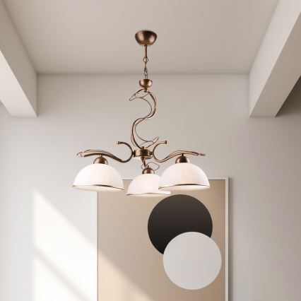 Lestenec na drogu COBRA 3xE27/60W/230V bronza/patina