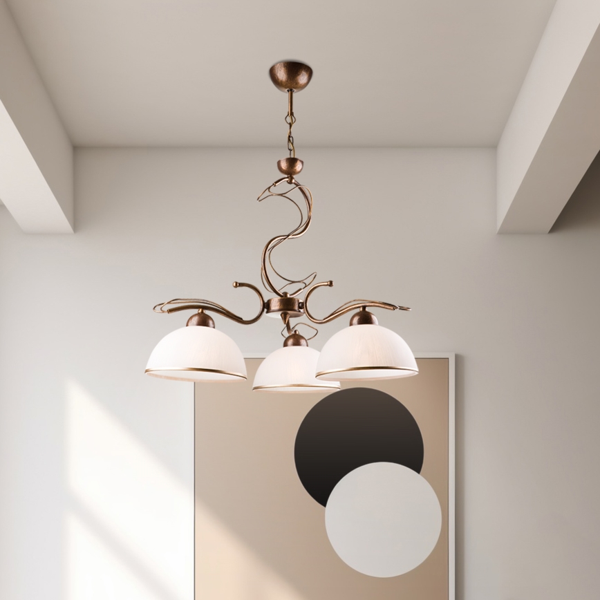 Lestenec na drogu COBRA 3xE27/60W/230V bronza/patina