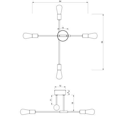 Lestenec na drogu FLAME 4xE27/60W/230V črna/sijajni krom