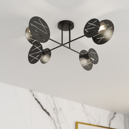 Lestenec na drogu FRICK 4xE27/15W/230V črna