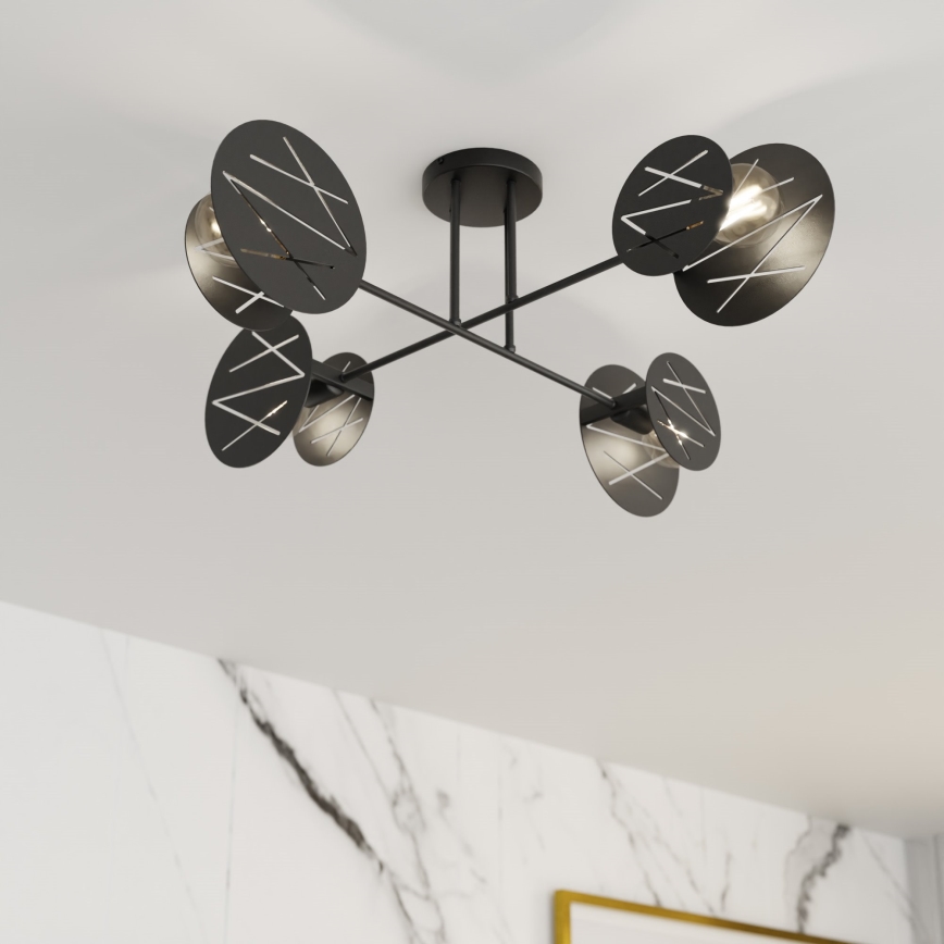 Lestenec na drogu FRICK 4xE27/15W/230V črna