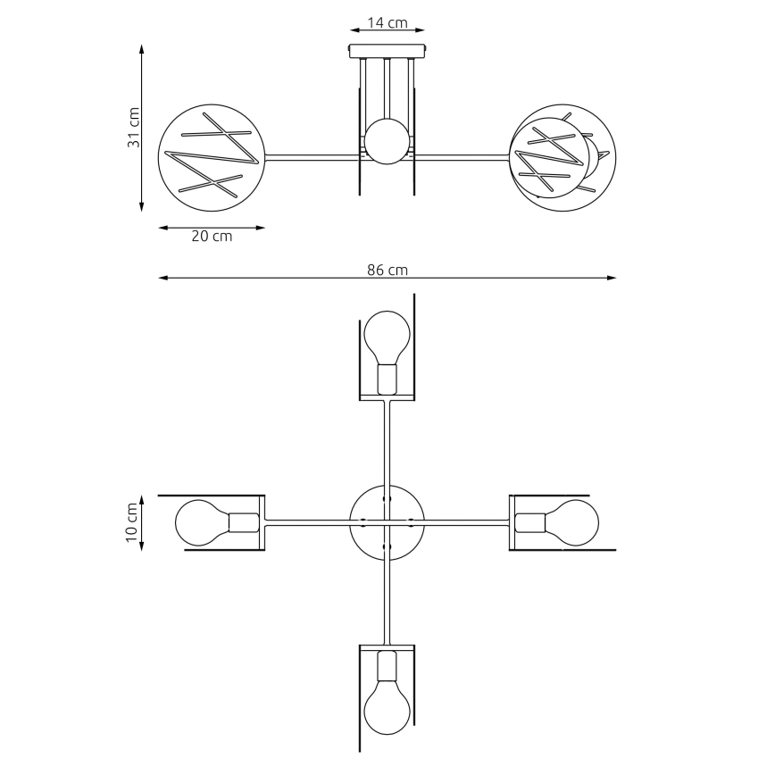 Lestenec na drogu FRICK 4xE27/15W/230V črna