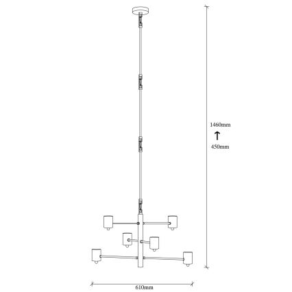 Lestenec na drogu HEXA 6xE27/40W/230V