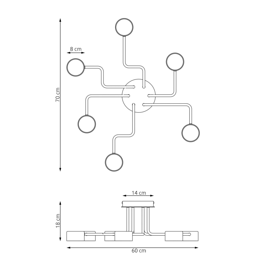 Lestenec na drogu KURAGE 6xGX53/12W/230V črna