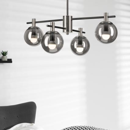 Lestenec na drogu LILOU 4xE14/5W/230V mat krom/dimna