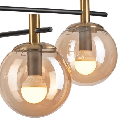 Lestenec na drogu LILOU 4xE14/5W/230V zlata/črna/dimna bež