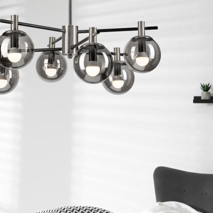 Lestenec na drogu LILOU 6xE14/5W/230V mat krom/dimna