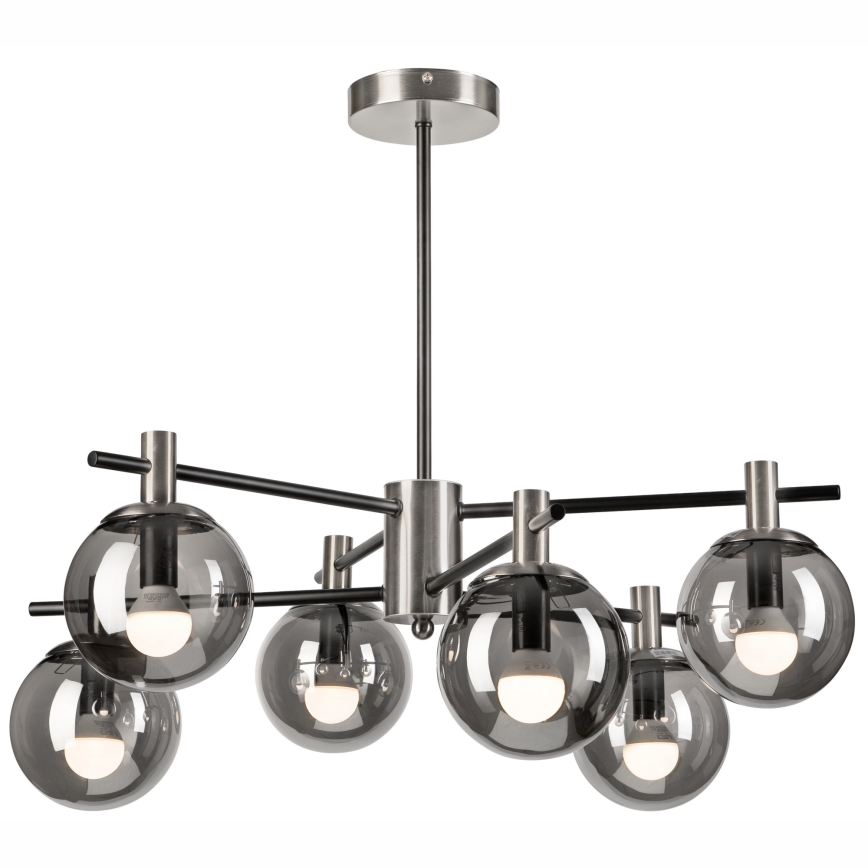 Lestenec na drogu LILOU 6xE14/5W/230V mat krom/dimna