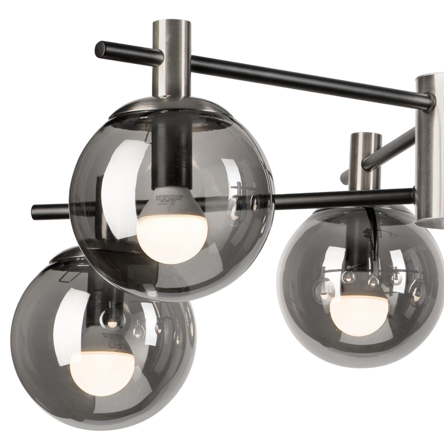 Lestenec na drogu LILOU 6xE14/5W/230V mat krom/dimna
