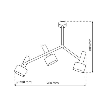 Lestenec na drogu LINTERNA 3xGX53/12W/230V črn