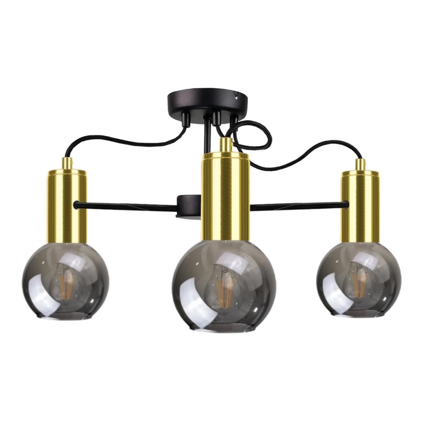 Lestenec na drogu LIVA 3xE27/60W/230V črn/zlat