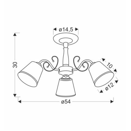 Lestenec na drogu LOSANNA 3xE14/40W/230V medenina