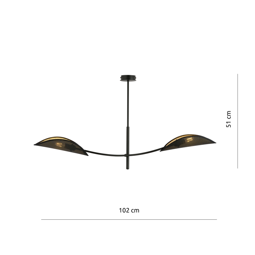 Lestenec na drogu LOTUS 2xE14/10W/230V črna/zlata