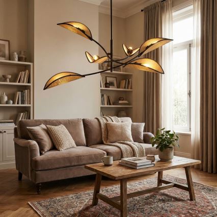Lestenec na drogu LOTUS 6xE14/10W/230V črna/bež