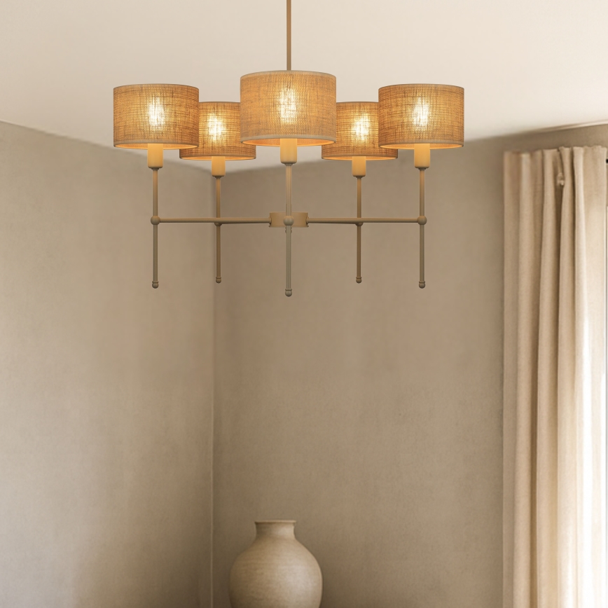 Lestenec na drogu MADELA 5xE14/40W/230V juta/bež