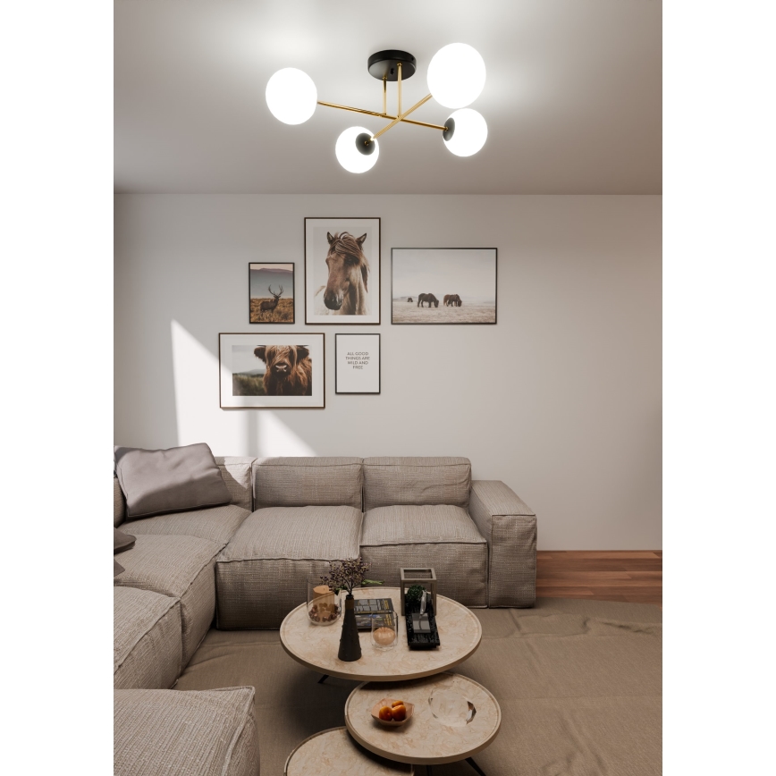 Lestenec na drogu MAGNUM 4xE14/10W/230V bela/zlata/črna