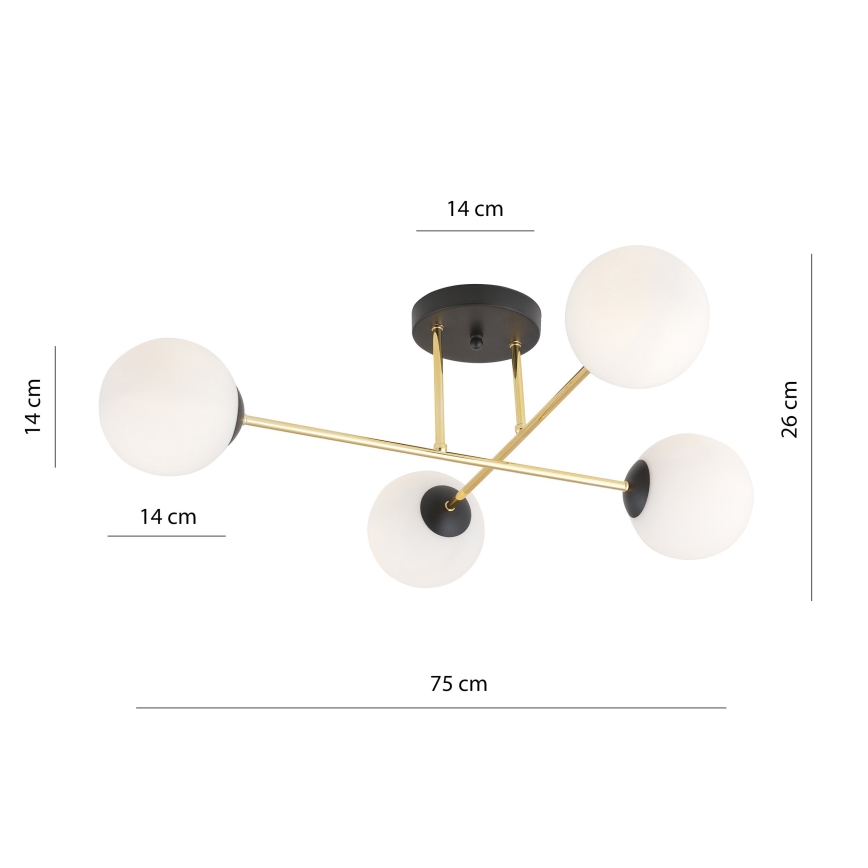 Lestenec na drogu MAGNUM 4xE14/10W/230V bela/zlata/črna