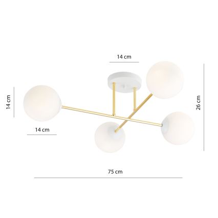 Lestenec na drogu MAGNUM 4xE14/10W/230V bela/zlata