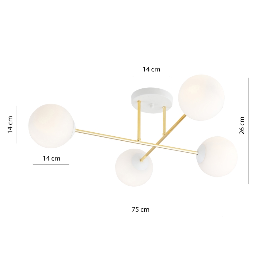 Lestenec na drogu MAGNUM 4xE14/10W/230V bela/zlata