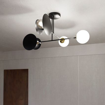 Lestenec na drogu MINERVA 2xE27/15W + 2xE14/10W/230V črna