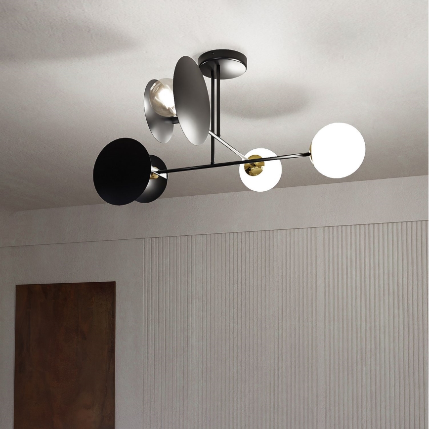 Lestenec na drogu MINERVA 2xE27/15W + 2xE14/10W/230V črna