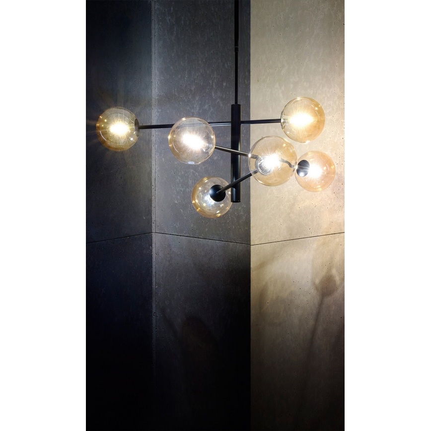 Lestenec na drogu ORO 6xG9/12W/230V črna/zlata
