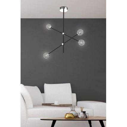 Lestenec na drogu PAKSOS 6xG9/5W/230V črn