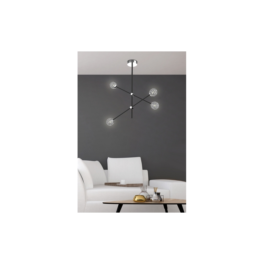 Lestenec na drogu PAKSOS 6xG9/5W/230V črn