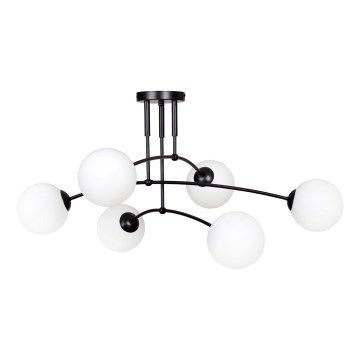 Lestenec na drogu PREGOS 6xE14/10W/230V črna/bela
