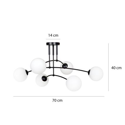 Lestenec na drogu PREGOS 6xE14/10W/230V črna/bela