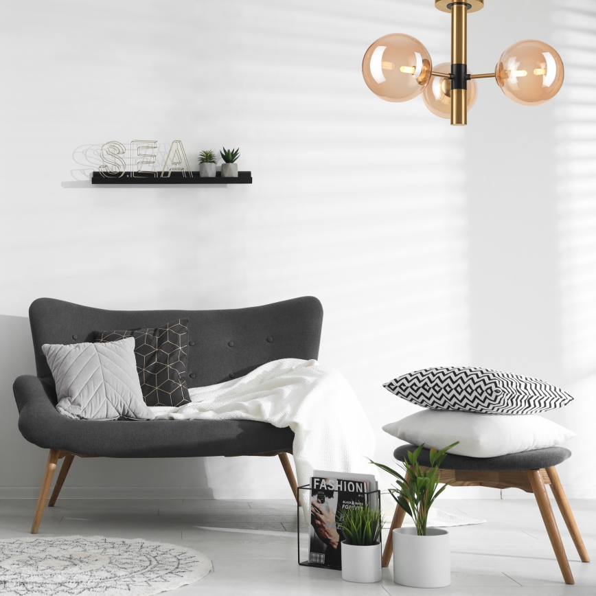 Lestenec na drogu ROLLO 3xG9/5W/230V zlata/dimna bež