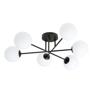 Lestenec na drogu ROMA 6xE14/10W/230V črna/bela