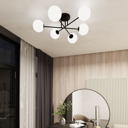 Lestenec na drogu ROMA 6xE14/10W/230V črna/bela