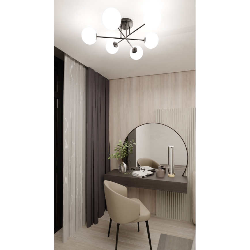 Lestenec na drogu ROMA 6xE14/10W/230V črna/bela