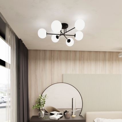 Lestenec na drogu ROMA 6xE14/10W/230V črna/bela