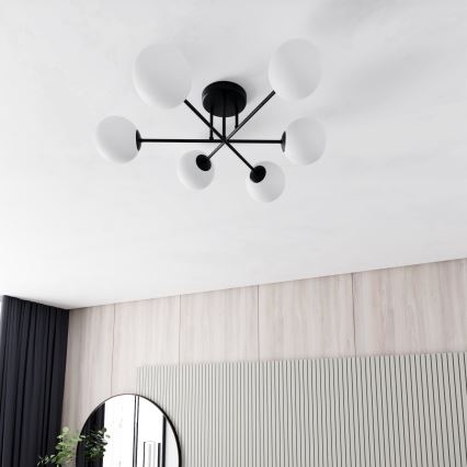 Lestenec na drogu ROMA 6xE14/10W/230V črna/bela