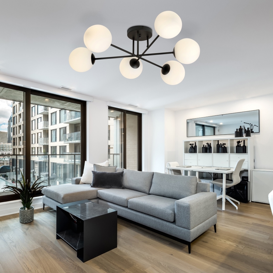 Lestenec na drogu ROMA 6xE14/10W/230V črna/bela
