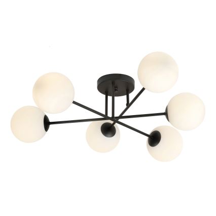 Lestenec na drogu ROMA 6xE14/10W/230V črna/bela